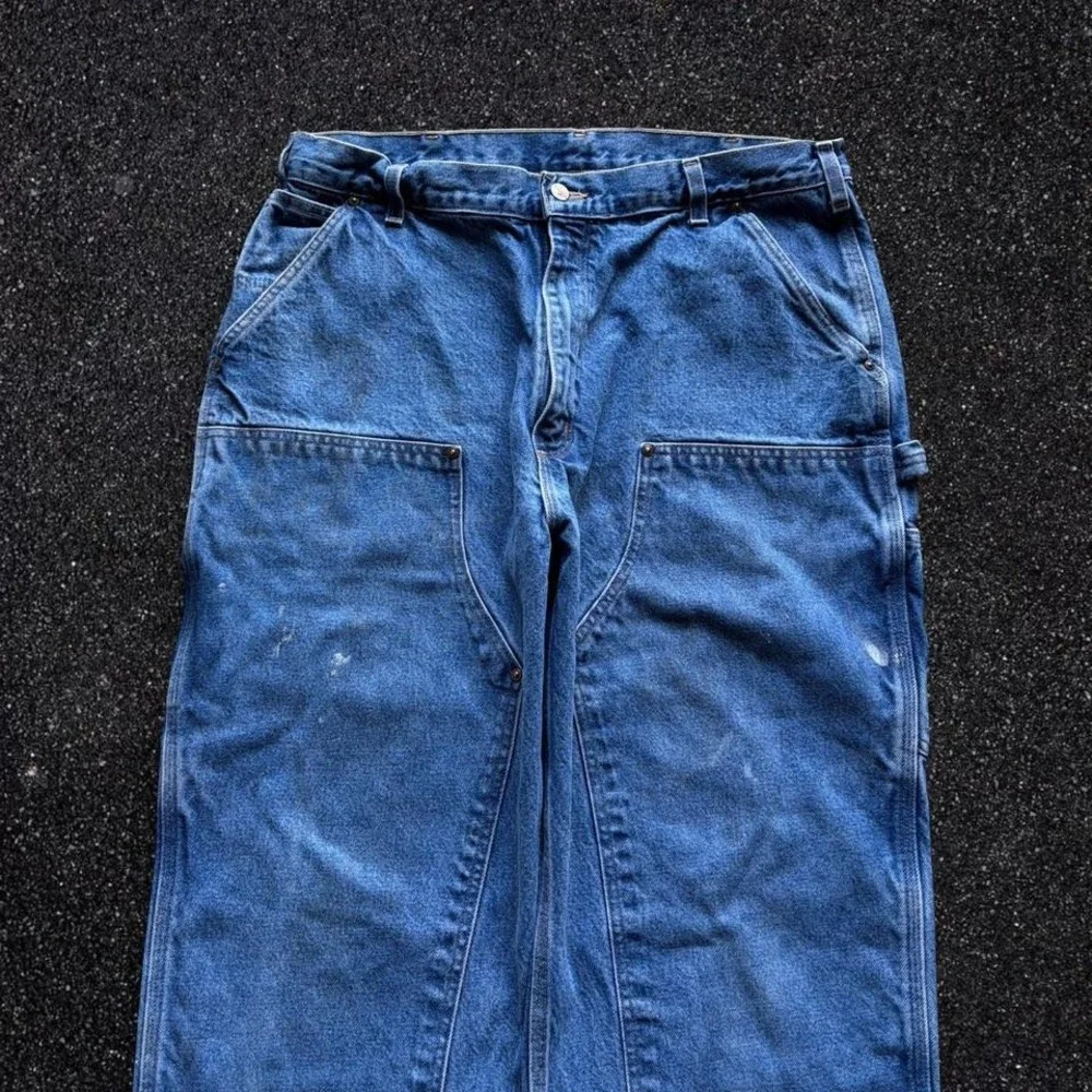 Carhartt Double Front Logger Jeans Blue Denim 36x32 Loose Original Fit